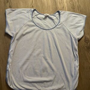 Lake Women’s PJ Top, size M, white and blue